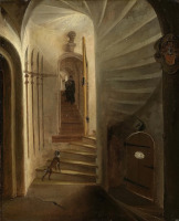 エフベルト・リーフェンスゾーン・ファン・デル・プール (1621-1664)  《階段の眺め》 1640-1664