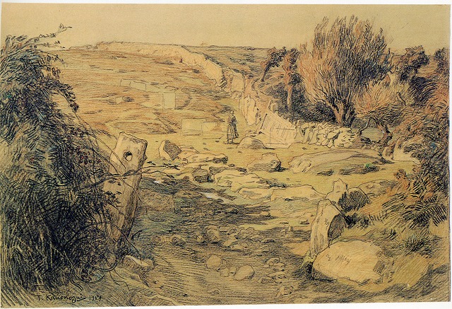 鹿子木孟郎《ブルターニュの丘》1917