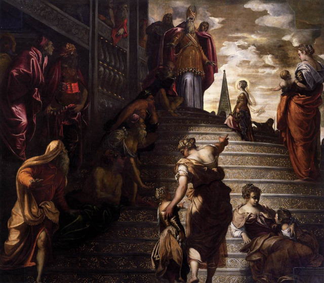 ティントレット、『マリアの宮詣で』、1552頃
