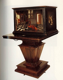 ホーホストラーテン《あるオランダの室内の眺めがある透視函》1656-62頃：右正面から