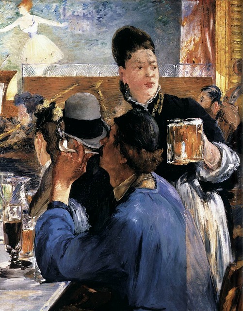 マネ《カフェ・コンセールの一角（ウェイトレス）》1879