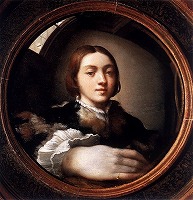 パルミジャニーノ《凸面鏡の自画像》1523-24頃