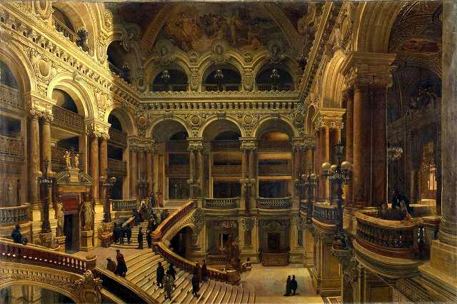 ヴィクトール・ナヴレ《パリ、オペラ座の階段》1880頃