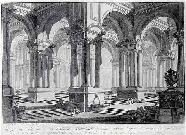 ピラネージ《階段群》（『建築と透視図法、第一部』より）1743