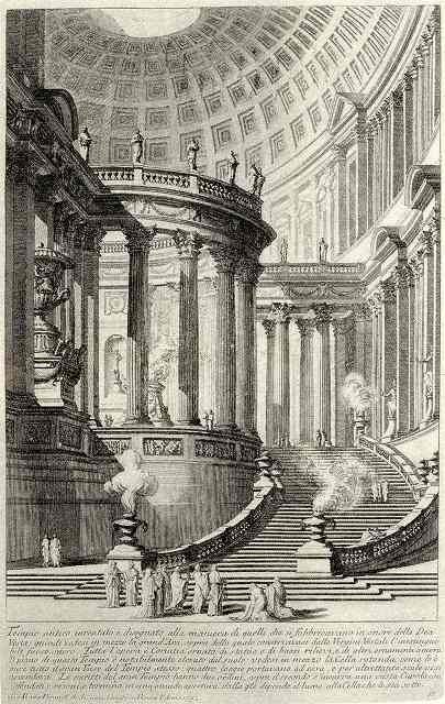 ピラネージ《古代の神殿》（『建築と透視図法、第一部』より）1748