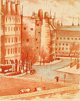 小野竹喬　《雨の広場（セーヌ河畔）》 1921(大正10)