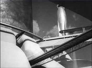 『来るべき世界』 1936、約1時間25分：ロケットの発射場