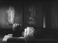 『怪猫岡﨑騒動』 1954　約1時間5分：西三条の部屋　杉戸に人物画