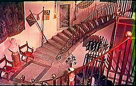 『惨殺の古城』 1965　約11分：玄関の階段、左上から