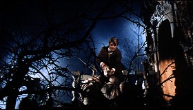 『呪いの館』 1966　約1時間22分：地下墓所奥のバルコニー、欄干が崩れ転落しかける