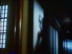 『麗猫伝説』 1983　約1時間18分：右奥に階段をおりてすぐの廊下＋壁に映写機を回す影