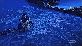 『ルパン三世　カリオストロの城』 1979　約1時間33分：城と湖周辺　上空から