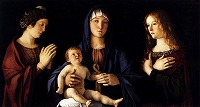 ジョヴァンニ・ベッリーニ《聖カタリナとマグダラのマリアのいる聖母子》1485-90