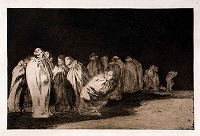ゴヤ《妄(8)　袋詰めの人たち》1815-24