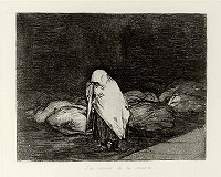 ゴヤ《戦争の惨禍(62)　死の床》1810-20