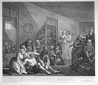 ホガース《精神病院》（銅版画）　1735