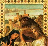 ジョヴァンニ・ベッリーニ《ペーザロ祭壇画》中央パネル《聖母の戴冠》（部分） 1471-74頃