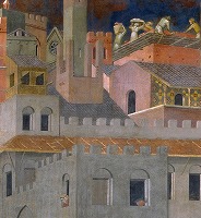 アンブロージョ・ロレンツェッティ《市内における善政の効果》（部分） 1338-39