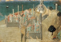 サッセッタあるいはアンブロージョ・ロレンツェッティに帰属《海に臨む街》 1400-1436 あるいは 1340頃