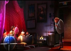 『怪盗グルーの月泥棒』 2010　約1時間2分：グルーの家、子供部屋＋レオナルド・ダ・ヴィンチ《モナリザ》(1503-05頃)