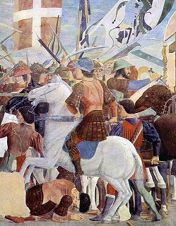 ピエロ・デッラ・フランチェスカ《ヘラクリウスとホスロー2世の戦い》細部：右