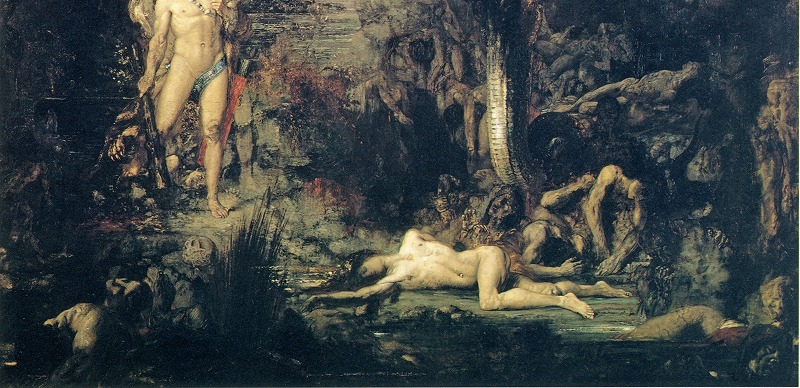 モロー《ヘラクレスとレルネー沼のヒュドラ》1876（部分）