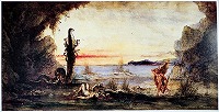 モロー《ヘラクレスとレルネー沼のヒュドラ》水彩　1876-80頃