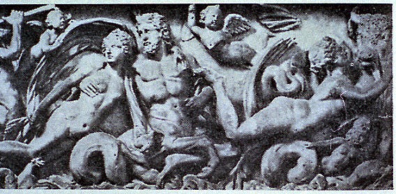 《海のティアソスを表わした石棺　》ヴァティカン（部分）