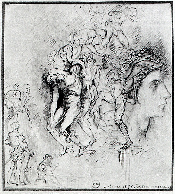 モロー《ロレンツォ・マイターニの『地獄』（オルヴィエト、大聖堂）からの模写》1858