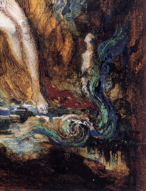 モロー《妖精とグリフォン》1876頃　水彩（部分）