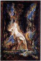 モロー《妖精とグリフォン》1876頃　水彩