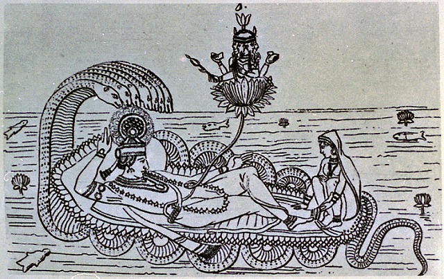 《ヴィシュヌ・ナーラーヤナ》Eムーア『インドの万神殿』1810 より