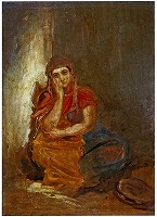 シャセリオー《タンバリンとともに描かれたムーア人女性》1849?
