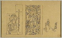 モロー《中世の細密画に基づく模写3点（中央に〈三位一体〉）》