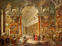 パニーニ《シルヴィオ・ヴァレンティ・ゴンザガ枢機卿の蒐集品がある画廊室内》1749