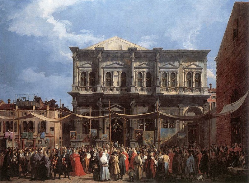 カナレット《ヴェネツィア、サン・ロッコの祝祭の日》 　1735頃