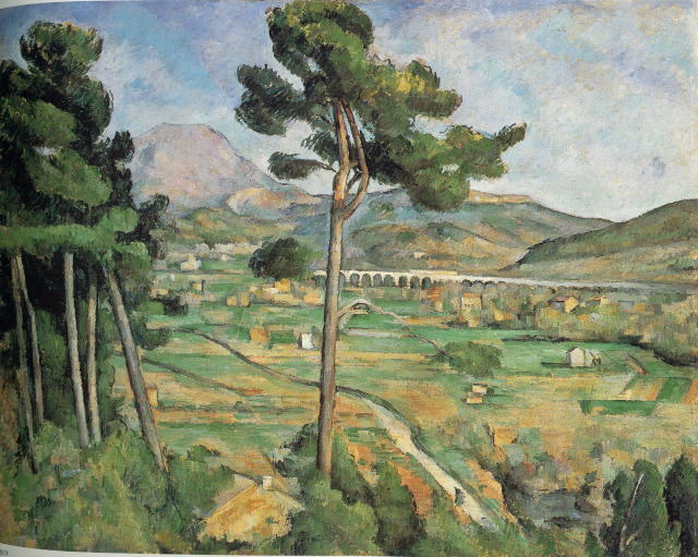 セザンヌ《ベルヴュから見たサント=ヴィクトワール山》1882-85