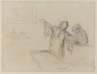オノレ・ドーミエ、『弁護』、1860-70頃?、鉛筆、ペン、インク、淡彩・紙、23.7x31.5cm