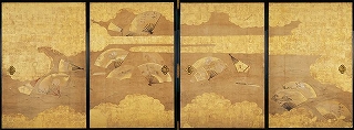 狩野杢之助《扇面流図（名古屋城御湯殿書院一之間北側襖絵）》江戸時代、c1633