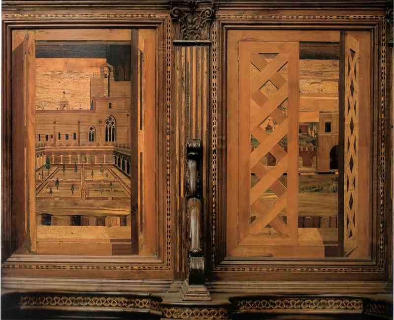 アレッツォのジョヴァン・フランチェスコとプロスペロ工匠《サン・マルティーノ修道院の回廊》と《街の眺め》1514頃