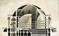 ブレー《カルーゼル広場のオペラ・ハウス計画案　断面図》1781