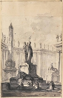 ル・ロラン《噴水とオベリスクのある建築幻想》1746-49