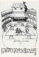 ヨハネス・デ・ウィット(1566?-1622)によるロンドンの白鳥（スワン）座のスケッチ、アレント・ファン・ビュヘル(1565-1641)による模写　1596