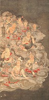 《阿弥陀聖衆来迎図》（右）（有志八幡講十八箇院） 平安時代後期（12世紀）