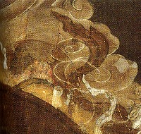 《阿弥陀聖衆来迎図》　細部：中央幅より