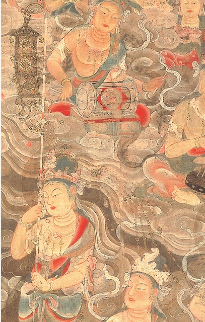 《阿弥陀聖衆来迎図》　細部：右幅より