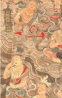 《阿弥陀聖衆来迎図》　細部：右幅より