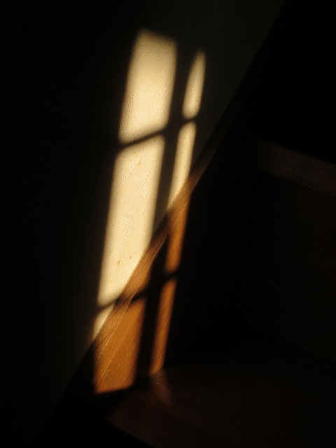 窓の格子の影