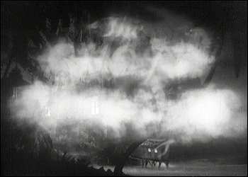 『ゴースト・ブレーカーズ』 1940、約0分：城の前で文字に変わる霧