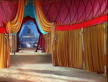 『バグダッドの盗賊』 1940、約1時間41分：テントを飛び抜ける空飛ぶ絨毯